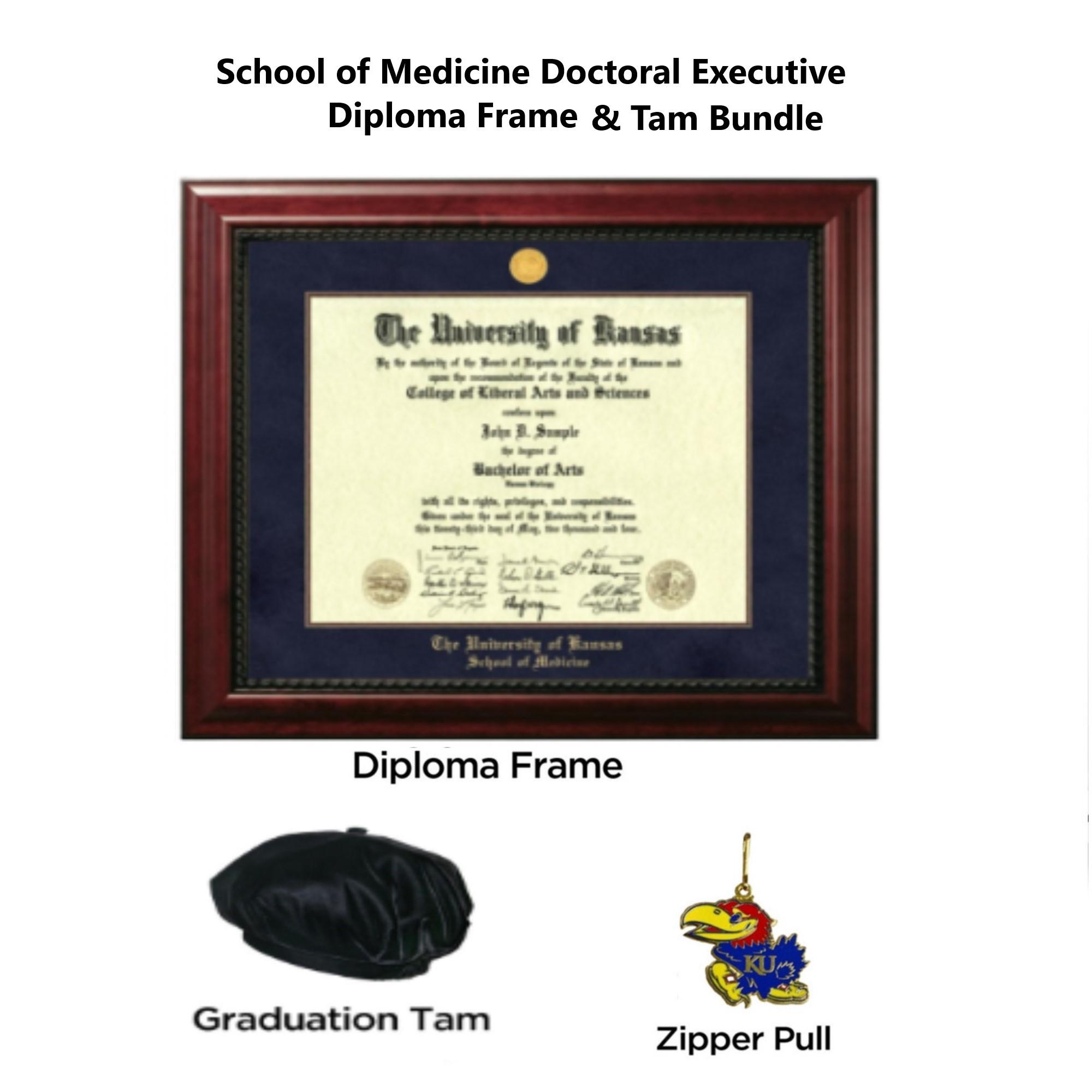 School of Medicine Executive Mahogany Diploma Frame Stole & Tam Bundle