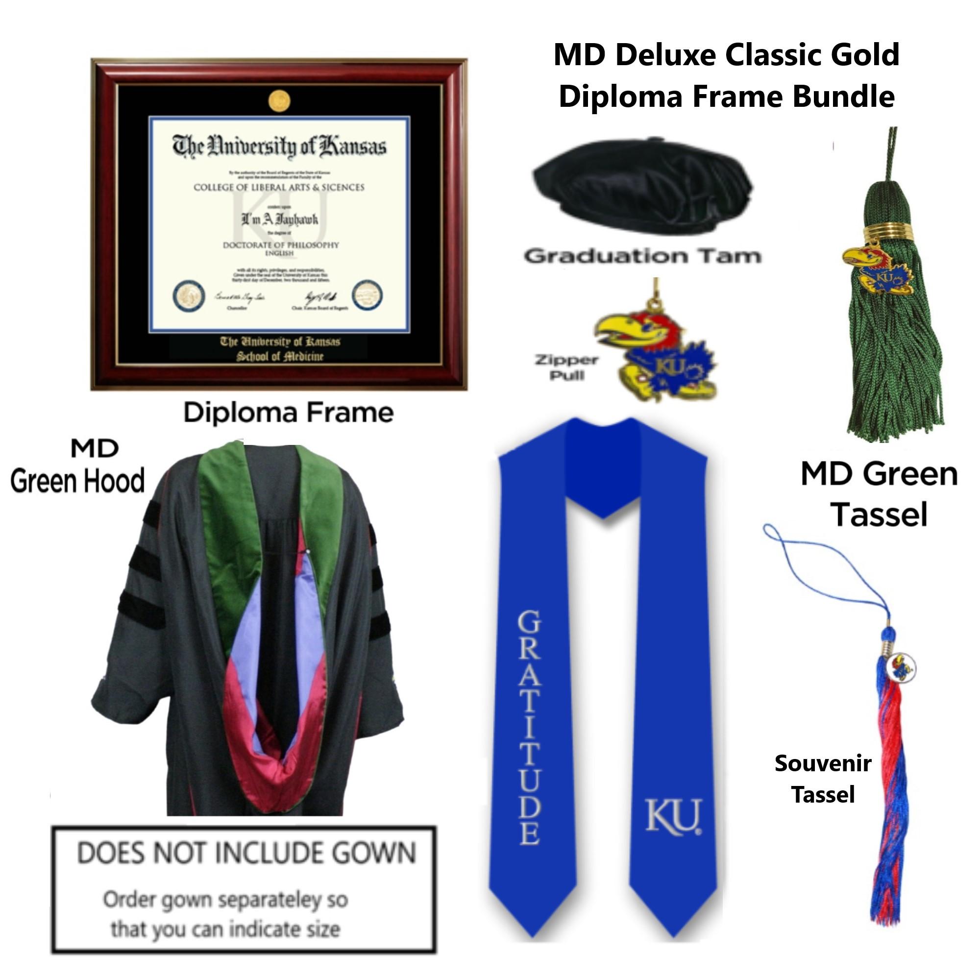 MD Deluxe Classic Gold Diploma Frame Bundle