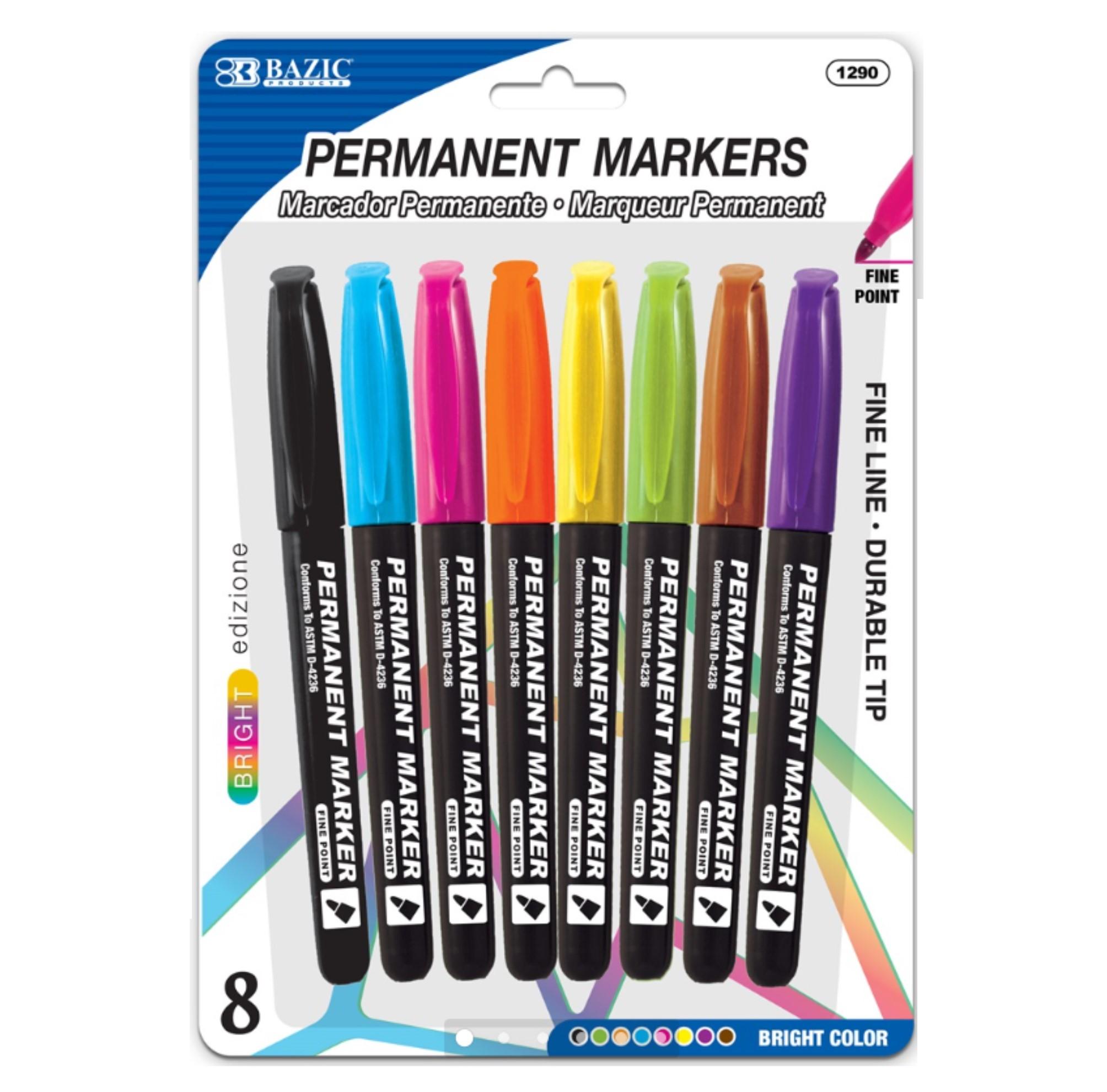 Fine Tip Permanent Markers Bright Color Set of 8