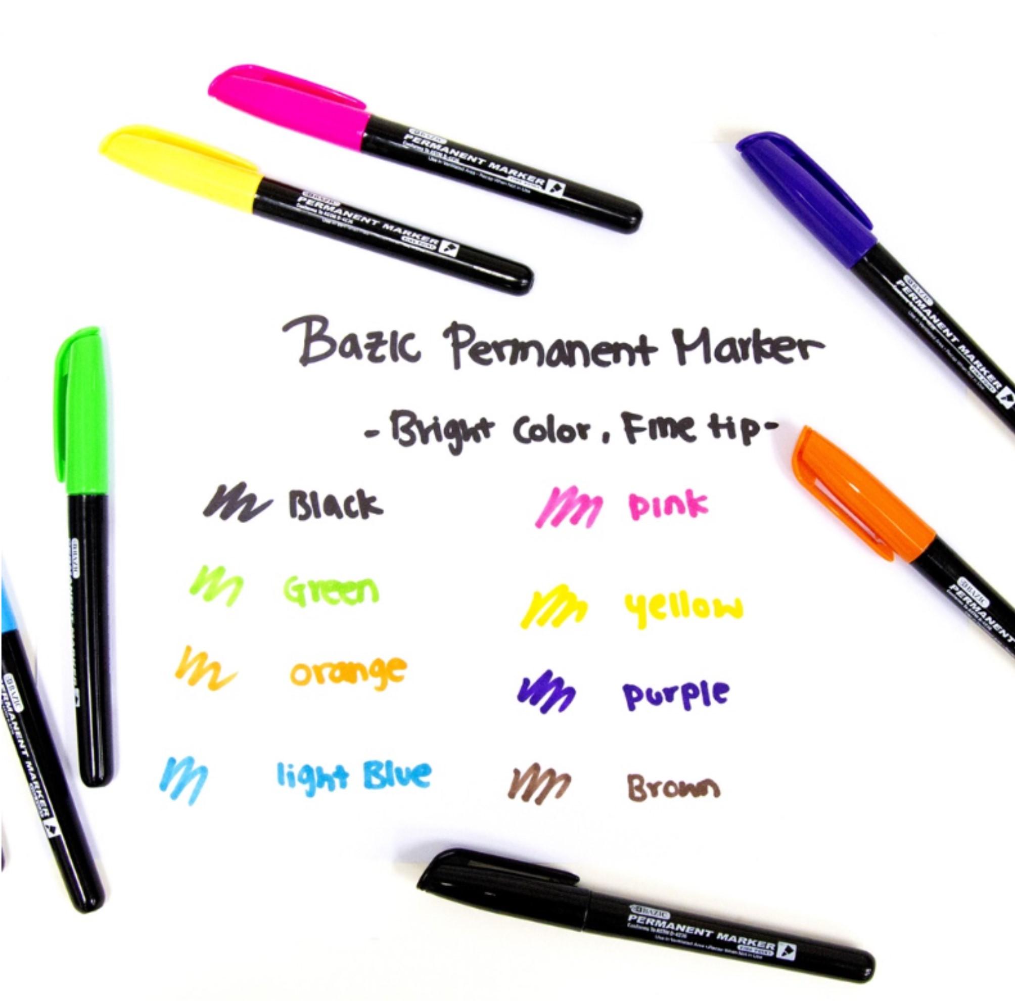 Fine Tip Permanent Markers Bright Color Set of 8