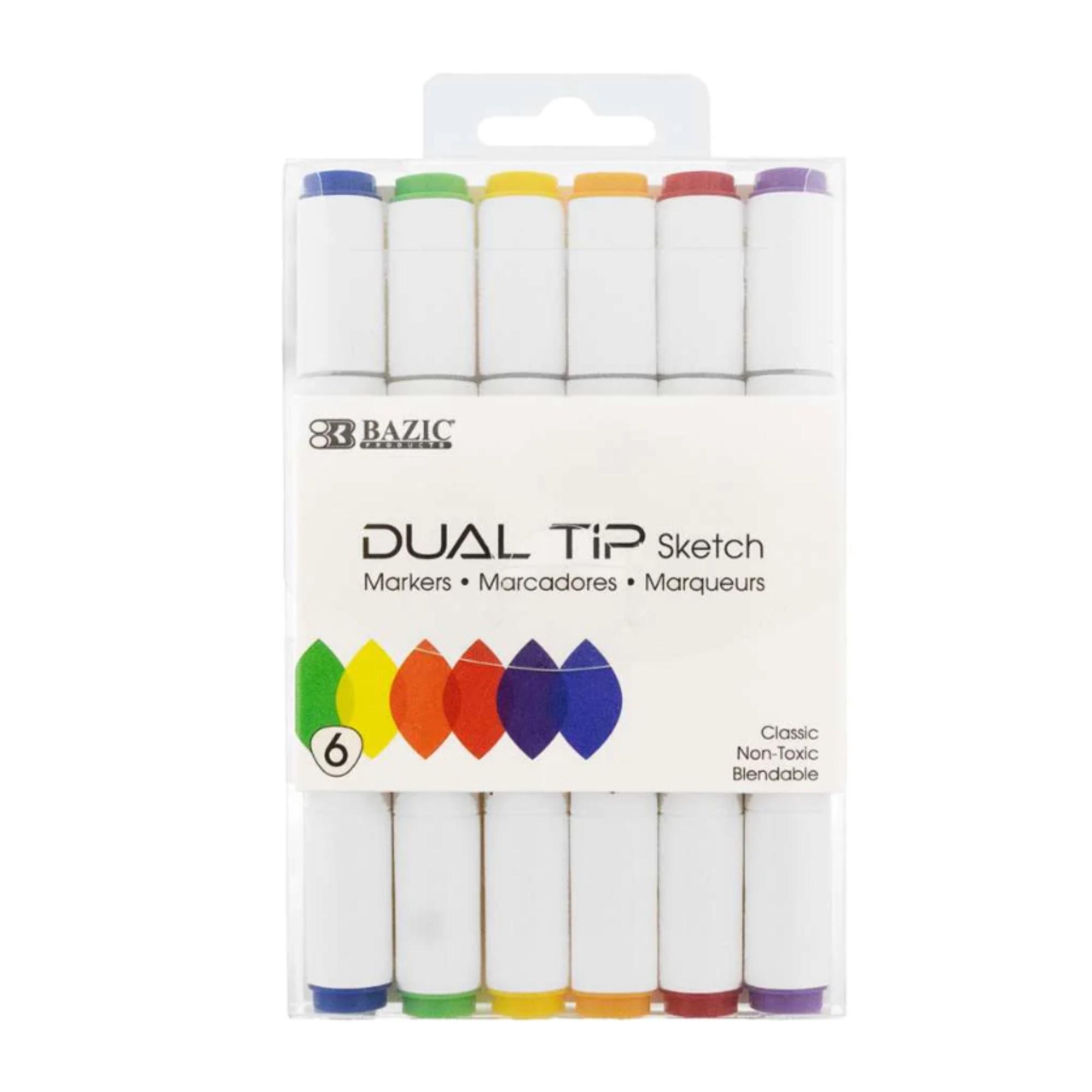 Dual Tip Alcohol-Based Markers 6 Primary Colors