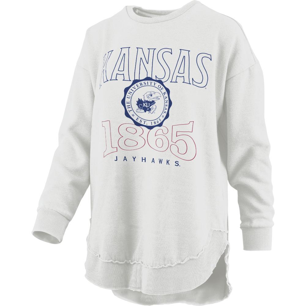 Kansas Jayhawks Faux Seal Melange Crew