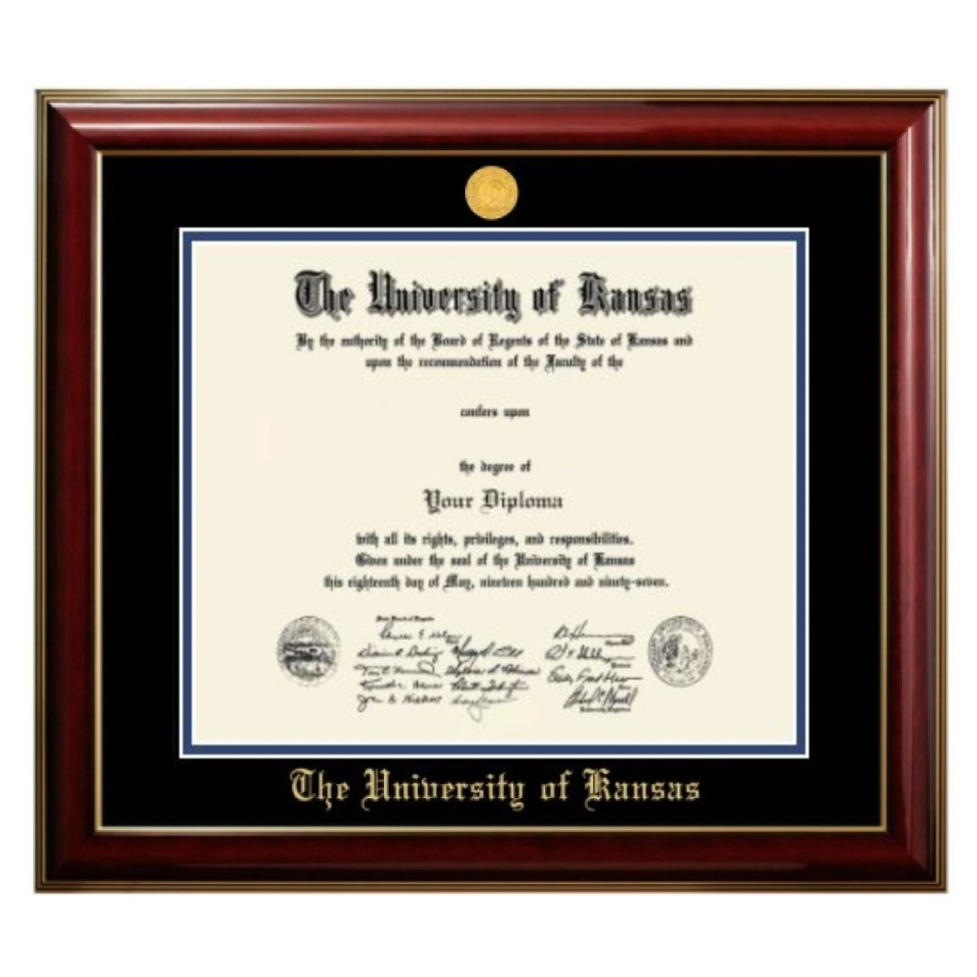 University of Kansas Diploma Frame PhD Doctoral Classic Mahogany with