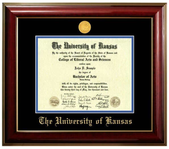 University of Kansas Diploma Frame Bachelor or Master Classic Mahogany