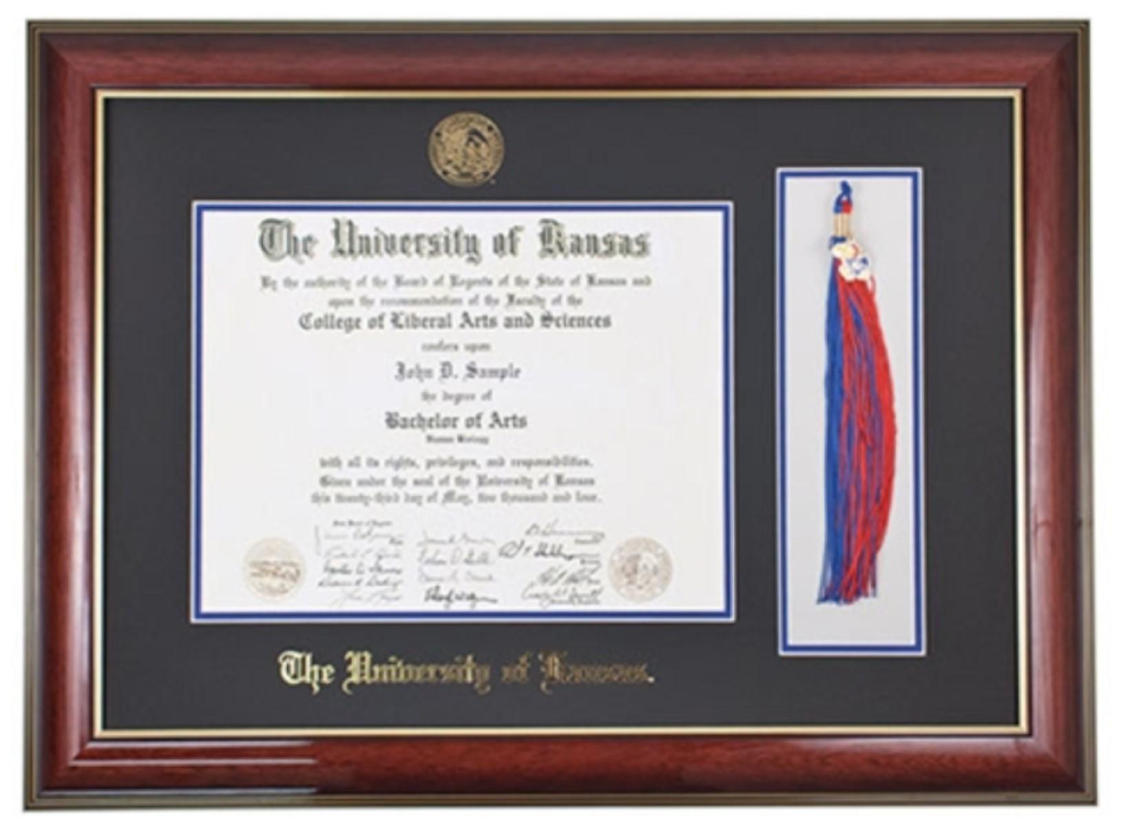 University of Kansas Diploma Frame Bachelor or Master Classic Mahogany