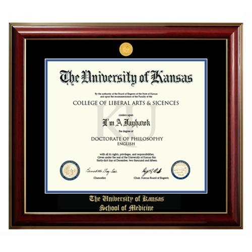 University of Kansas School of Medicine Diploma Frame Doctoral Classic