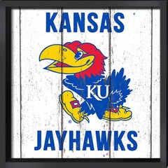Wall Art Kansas Jayhawks Weathered Logo Frame