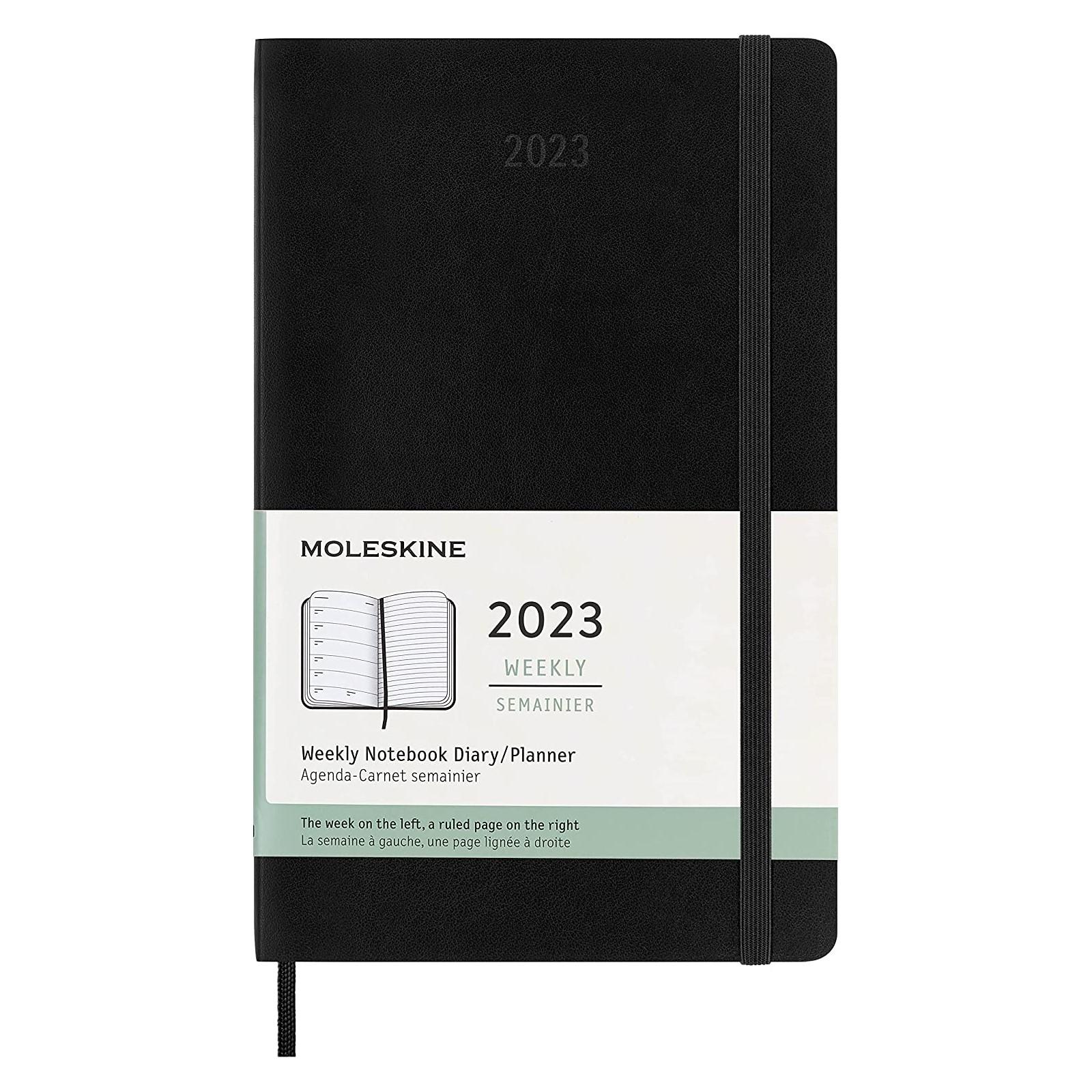 2023 12month Large Weekly Classic Softcover Moleskine Planner, Black