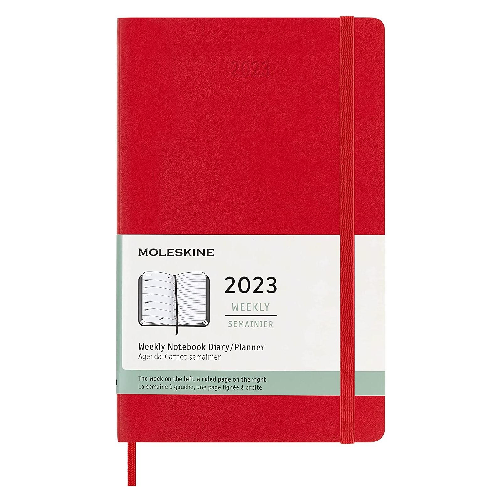 2023 12month Large Weekly Classic Softcover Moleskine Planner, Scarlet Red