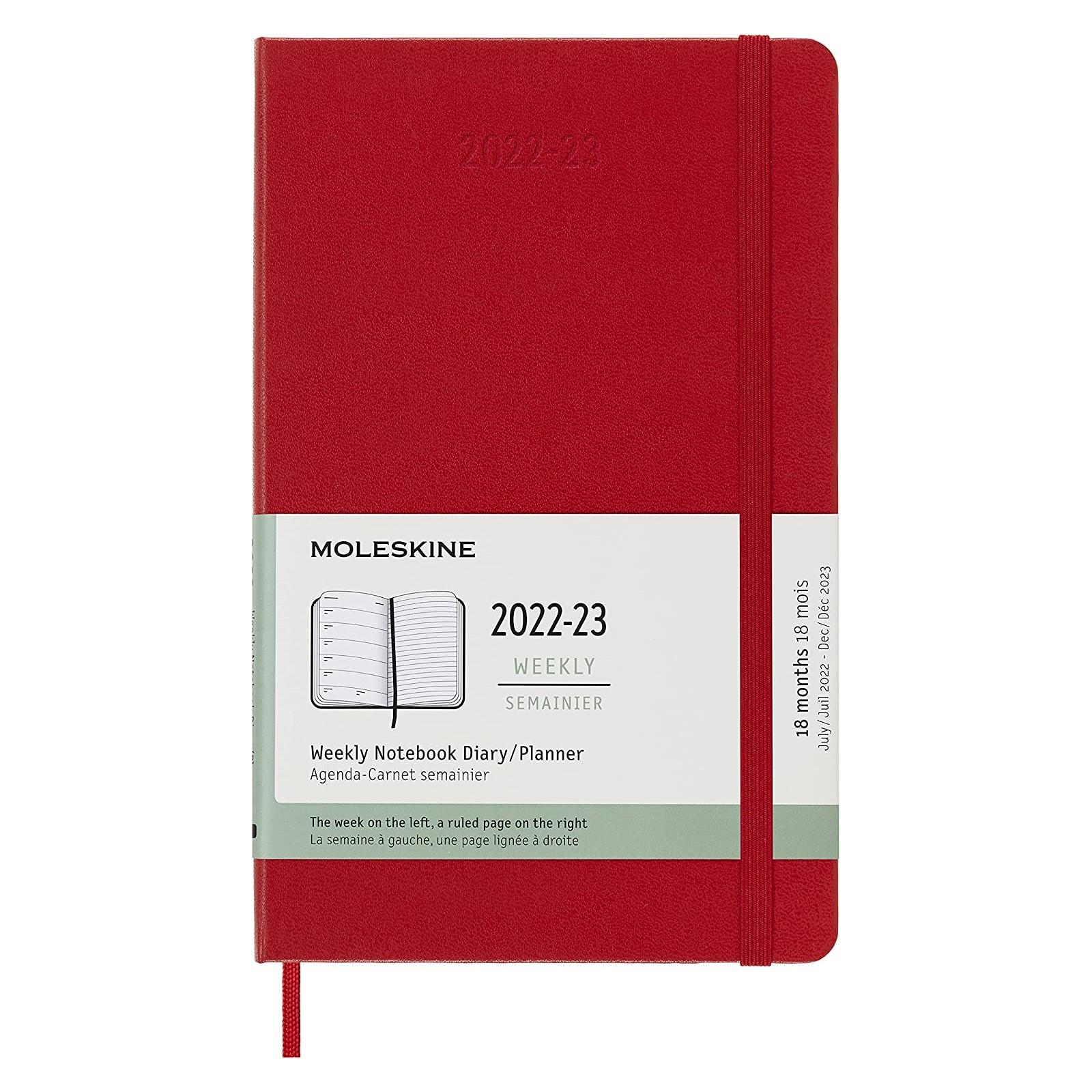 202223 18month Large Weekly Hardcover Moleskine Planner, Scarlet Red